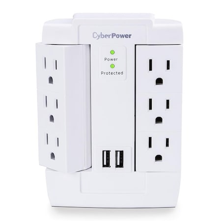 Cyberpower Outlet Strip, Surge, Swivel, USB, 2 USB/6 Outlet(s) CY392321
